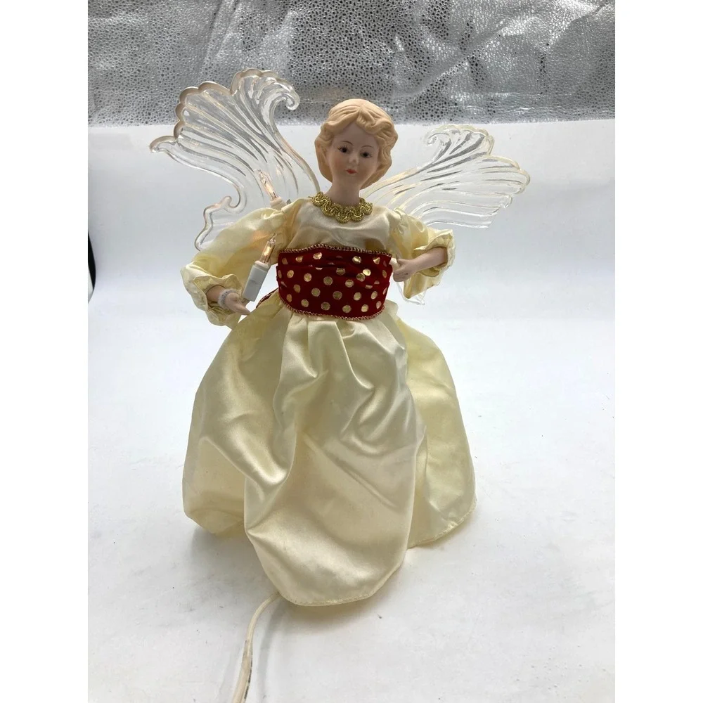 10 Light Animated Porcelain Angel Christmas Tree Top 11